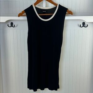 Osklen Black Sleeveless Knit Tunic Tank Sheer Panel Minimalist Size P